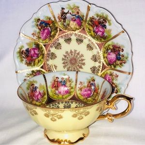 Vintage Cup & Saucer West Germany Bavaria Love Story Teacup Blue Beehive Mark